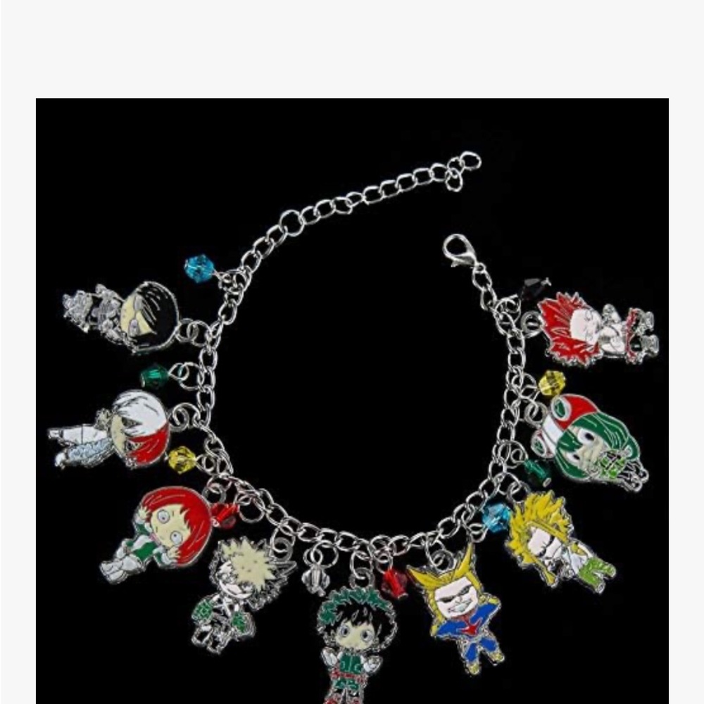 Kids Silver Charm Bracelet with Colorful Anime Character Charms